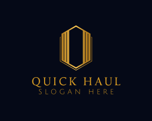 Gold Hexagon Letter O logo design