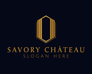 Gold Hexagon Letter O logo design