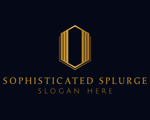 Gold Hexagon Letter O logo design