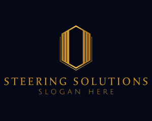 Gold Hexagon Letter O logo design