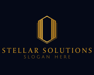 Gold Hexagon Letter O logo design