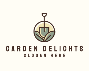 Garden Shovel Leaves logo design