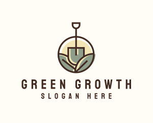 Garden Shovel Leaves logo design