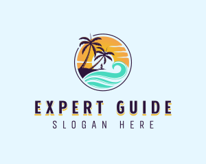 Wave Sunset Vacation logo design