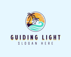 Wave Sunset Vacation logo design