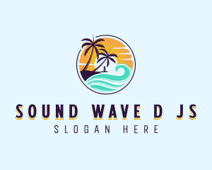 Wave Sunset Vacation logo design