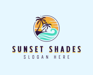 Wave Sunset Vacation logo design