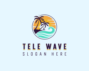 Wave Sunset Vacation logo design