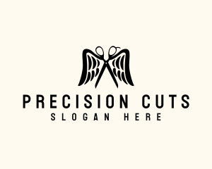 Scissors Wings Haircut logo design