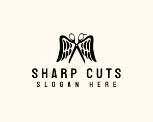 Scissors Wings Haircut logo design