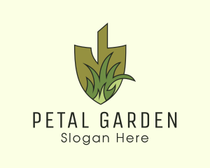 Shovel Lawn Grass logo design