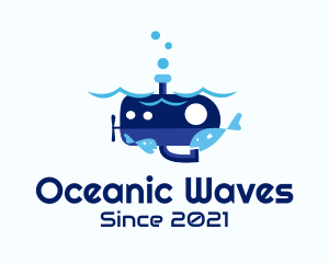 Underwater Submarine Fish logo design