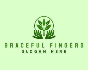 Leaf Plant Hand logo