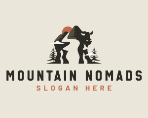 Buffalo Bison Nature Mountain logo design