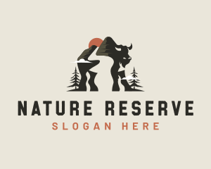 Buffalo Bison Nature Mountain logo design