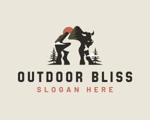 Buffalo Bison Nature Mountain logo design