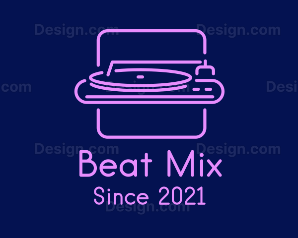 Neon DJ Turntable Logo