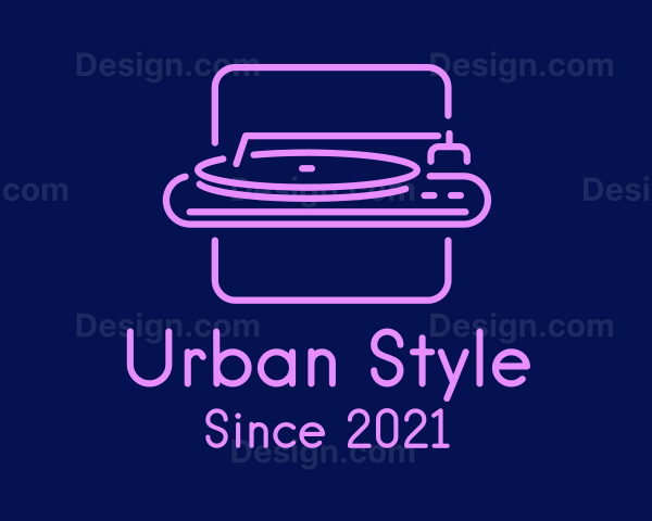 Neon DJ Turntable Logo