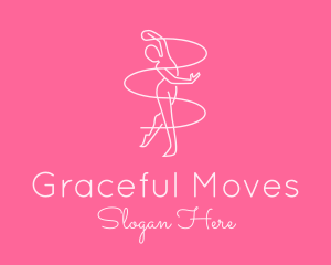 Woman Gymnast Monoline logo design