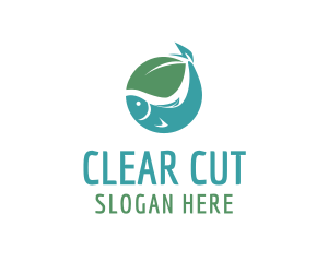 Simple Fish Leaf logo design