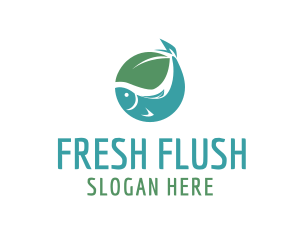 Simple Fish Leaf logo design