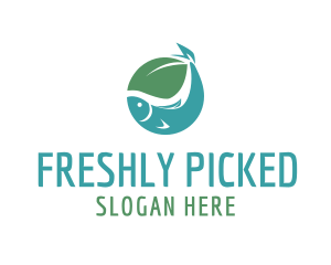 Simple Fish Leaf logo design