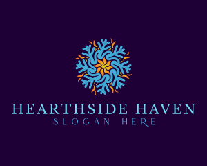 HVAC Heating Cooling Snowflake  logo