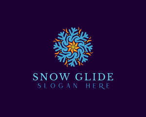 HVAC Heating Cooling Snowflake  logo design