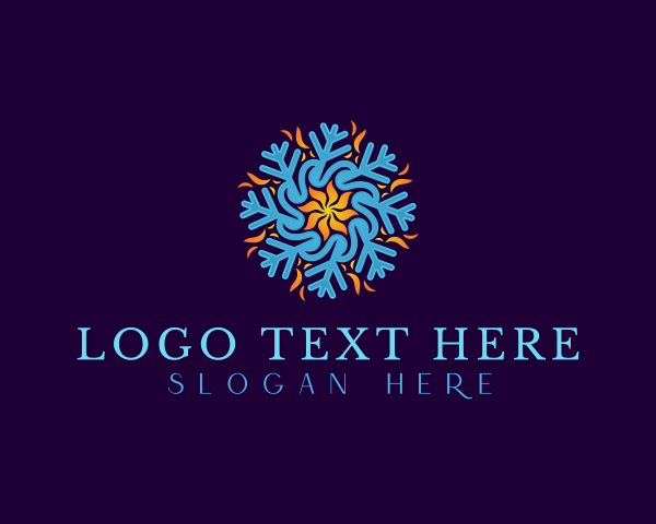 HVAC Heating Cooling Snowflake  logo