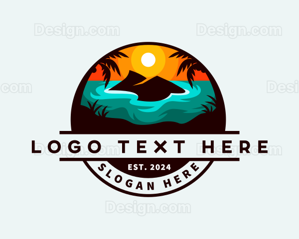 Tropical Island Sunset Logo