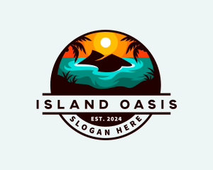 Tropical Island Sunset logo design