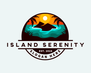 Tropical Island Sunset logo design