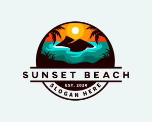 Tropical Island Sunset logo design