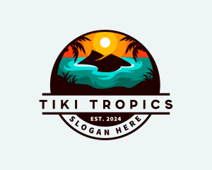 Tropical Island Sunset logo design