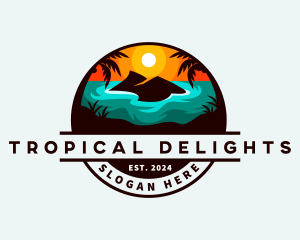 Tropical Island Sunset logo design