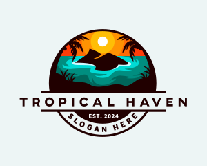 Tropical Island Sunset logo design