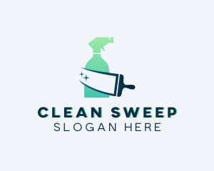 Cleaning Spray Bottle Squeegee logo design