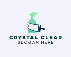 Cleaning Spray Bottle Squeegee logo design