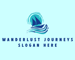 Wave Boat Sailing Logo