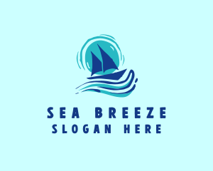 Wave Boat Sailing logo design