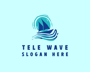 Wave Boat Sailing logo design