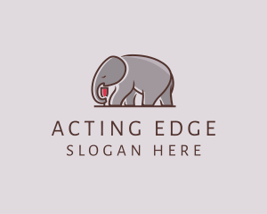 Elephant Wine Glass  logo design