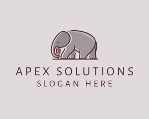 Elephant Wine Glass  logo design