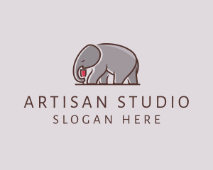 Elephant Wine Glass  logo design