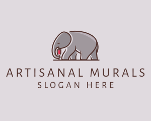 Elephant Wine Glass  logo design