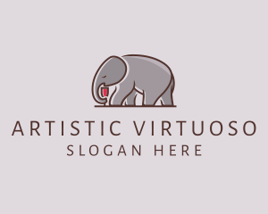 Elephant Wine Glass  logo design