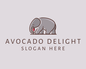 Elephant Wine Glass  logo design