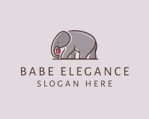 Elephant Wine Glass  logo design