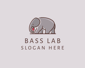 Elephant Wine Glass  logo design