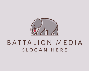 Elephant Wine Glass  logo design